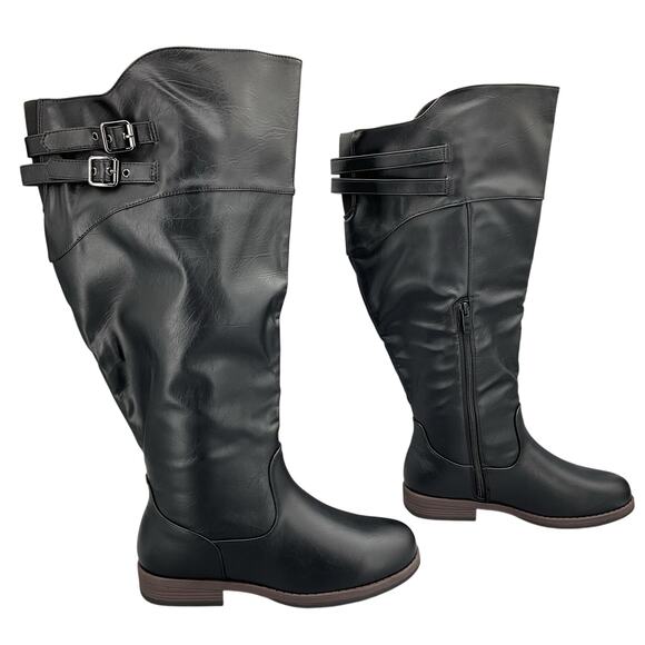 NEW Journee Collection Women’s Tori Wide Calf Knee High Boots Black Size 8.5 - Picture 1 of 10
